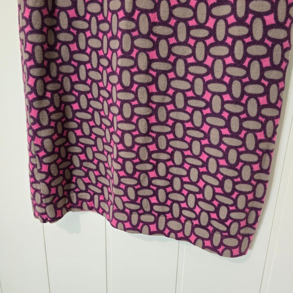 Boden Pink Wool Shift Dress Purple Geometric Pattern Warm US Size 6 - Picture 7 of 11